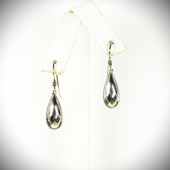 LAGOS Caviar Rock Collection Sterling Silver Faceted Teardrop Dangle Earrings - Picture 4 of 9
